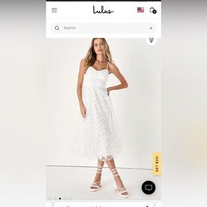 Lulu’s Time to Fly White Butterfly Lace-Up Midi Dress
